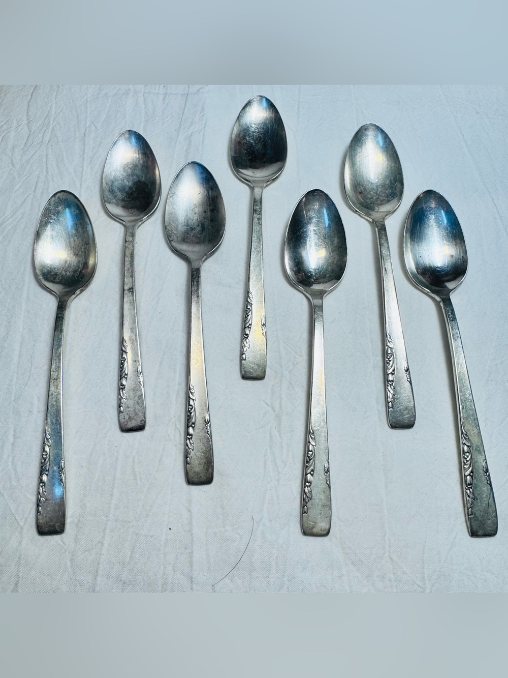 7 Pieces 1881 Rogers Oneida Ltd Proposal Silverplate Flatware Spoons
